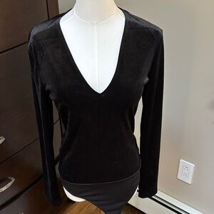 EXPRESS Elegant Black V-Neck Women's bodysuit